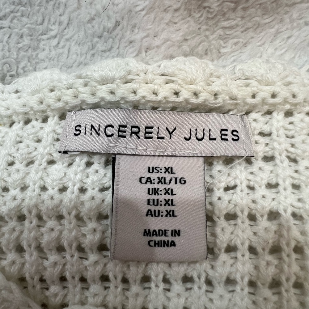 Sincerely Jules Cream Crochet Sweater with Floral Accents - Picture 6 of 6